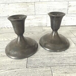 Modern MCM International Silver‎ Company (2) Candle Holders Pillar Silver Plated